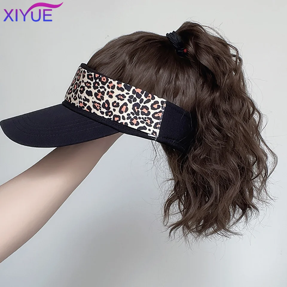 Synthetic Natural Curly Hair Ponytail Extension Wig Straight Travel Beach Shade Baseball Cap All-in-one Easy to Wear Hat Wig