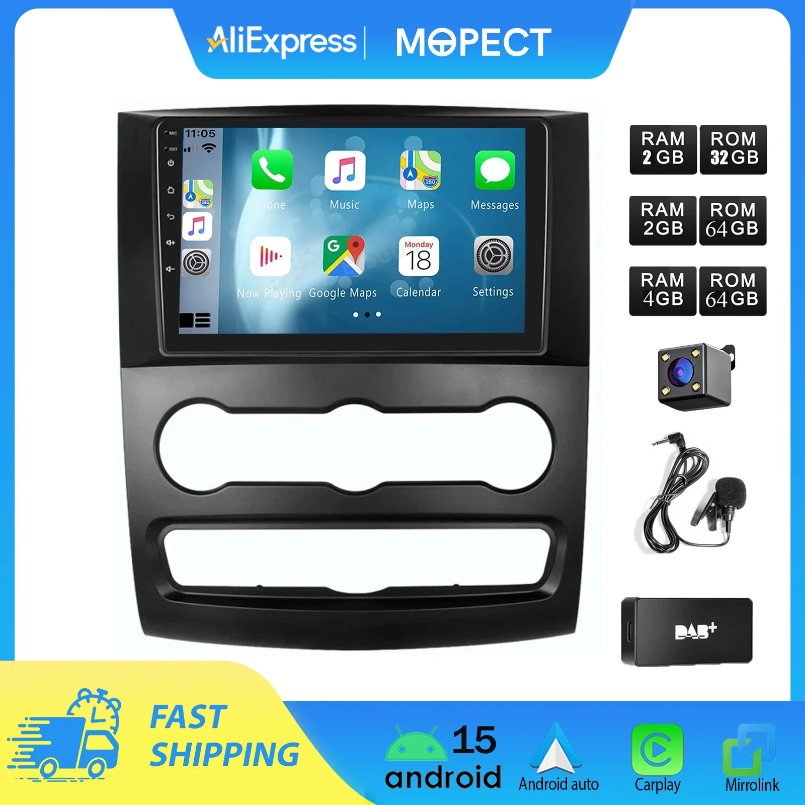 MOPECT 10“ Android 15 4G+64G Autoradio GPS per VW Crafter 2006-2011 Mercedes-Benz Sprinter W906 2006-2018 Auto Bluetooth CarPlay