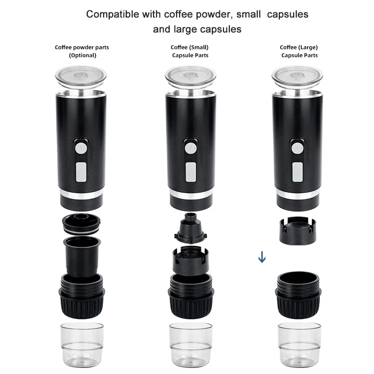 Portable Electric Coffee Maker, Handheld Coffee Maker, Rechargeable Mini Battery Espresso Machine, Coffee Capsules