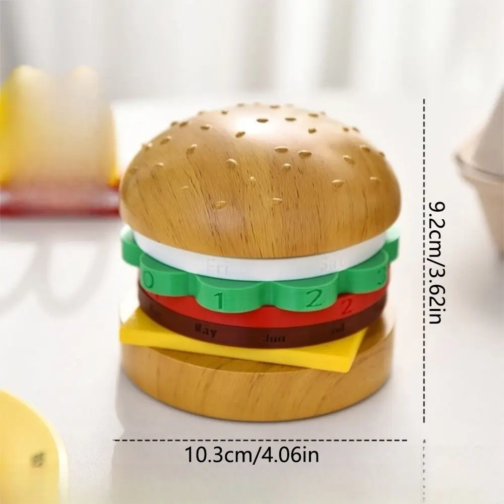 Creative Hamburger Perpetual Calendar Non-slip Bottom Date Rotatable Rotating Desk Calendar Decorative Quiet