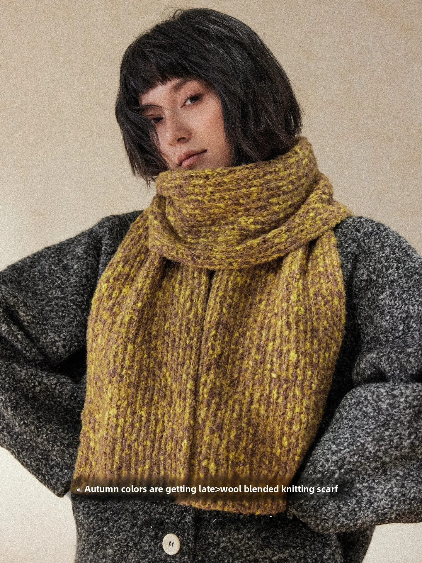 厚みのあるニットスカーフ女性の冬暖かいネックウォーマーファッショナブルな韓国スタイルウールブレンド長方形スカーフ若者向け