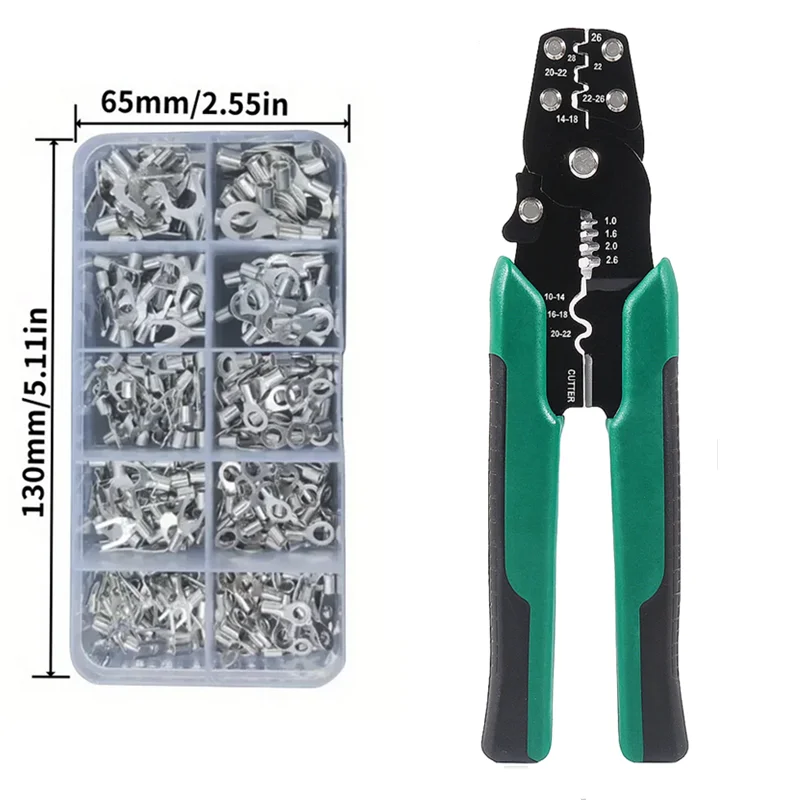 320pcs 4-in-1 Multifunctional Pliers Combination, Copper Nose Crimping Terminals, OT/UT Brass Tinned Cold Pressed Bare Terminals