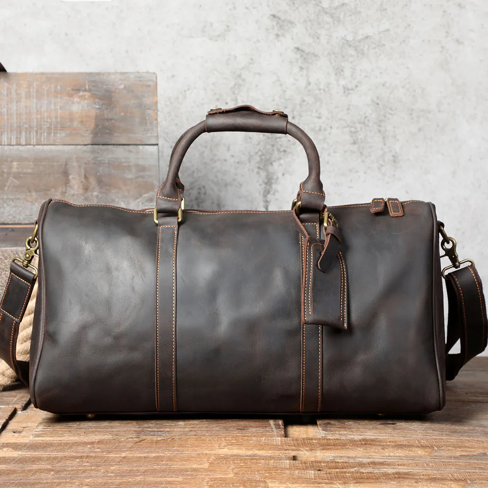 S.WORKER Vollnarbenleder-Reisetasche Große Kapazität Weekender-Reisetasche Echtleder-Sporttasche für Herren – Detail 23
