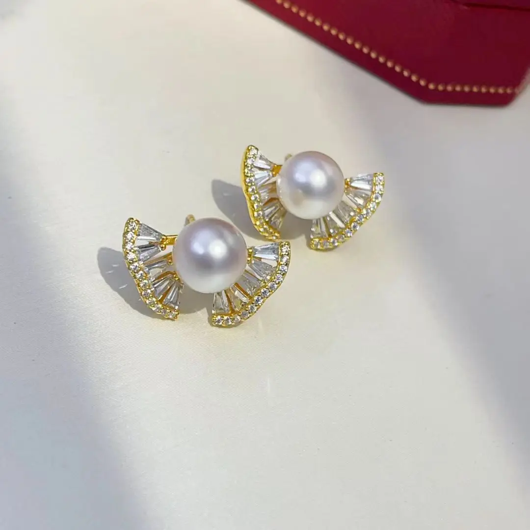 

Оптовые основы для серег из стерлингового серебра S925, фурнитура для крепления жемчуга 7-8 мм