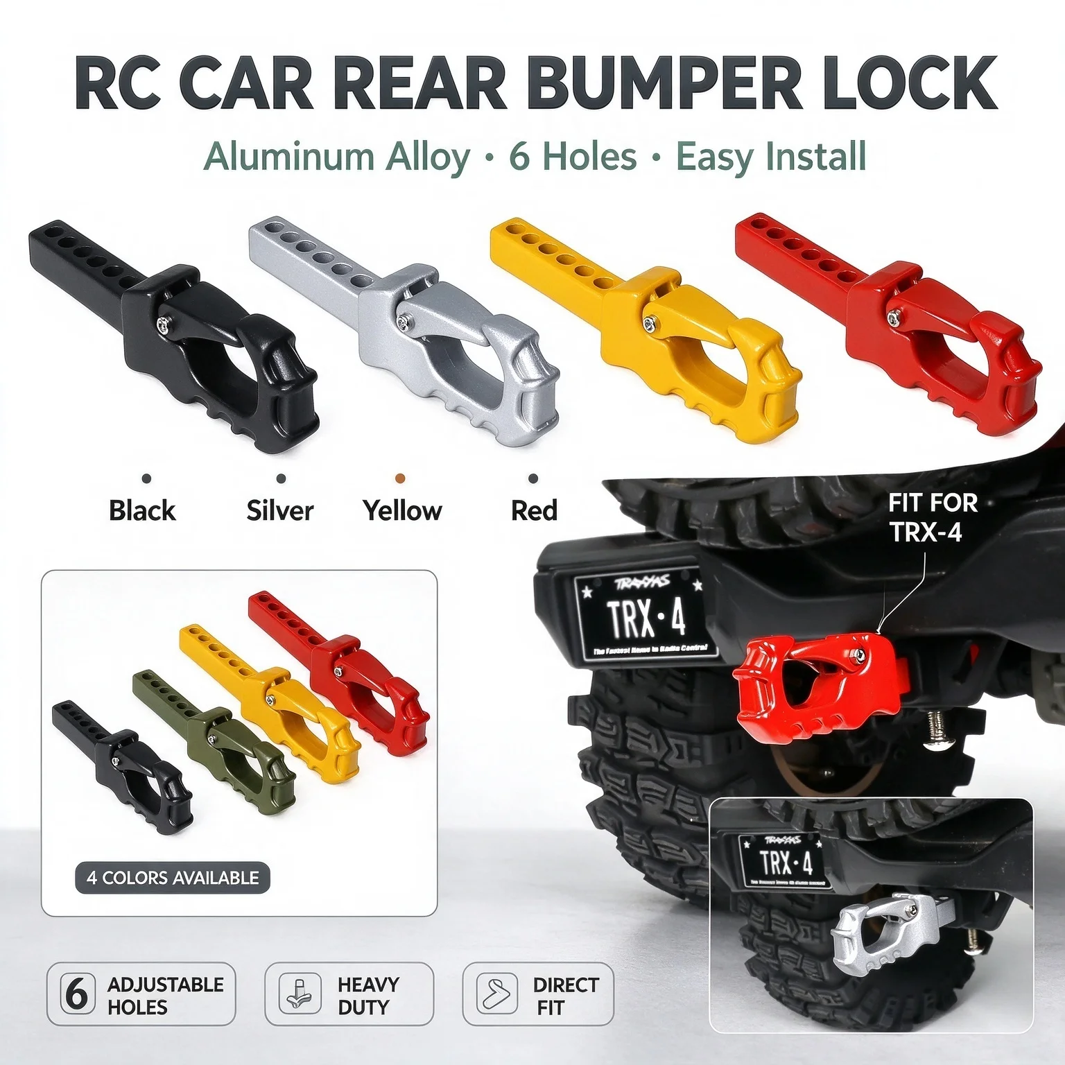 OGRC Tow Hook Metal Trailer Hitch 1/10 1/8 Scale Crawler Upgrade Parts Aluminum Shackle For TRX4 SCX10 Off Road Accessories