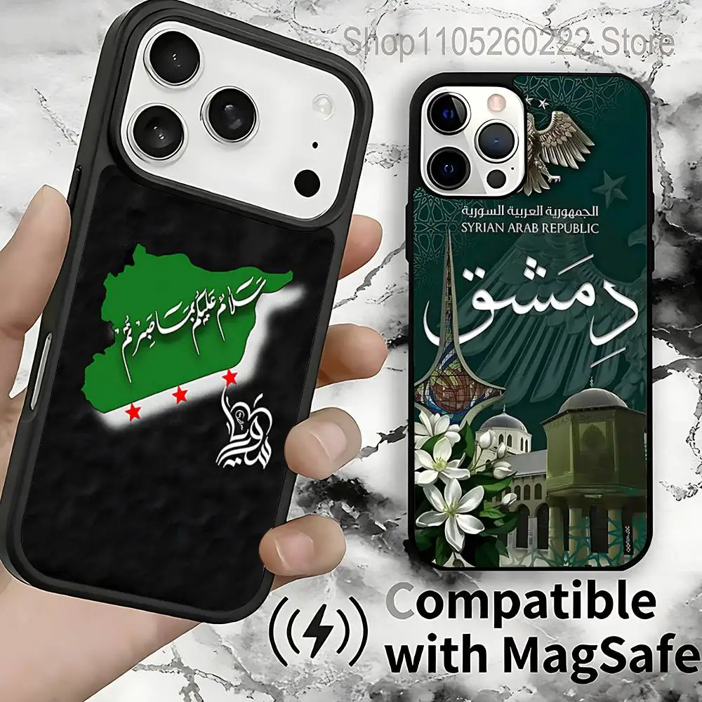 

Syria Syrian Flag National Emblem LOGO For IPhone 17,16,15,14,13,12,11,Pro,Max,Plus,Mini,SE4,E Protective Magnetic Case Cover