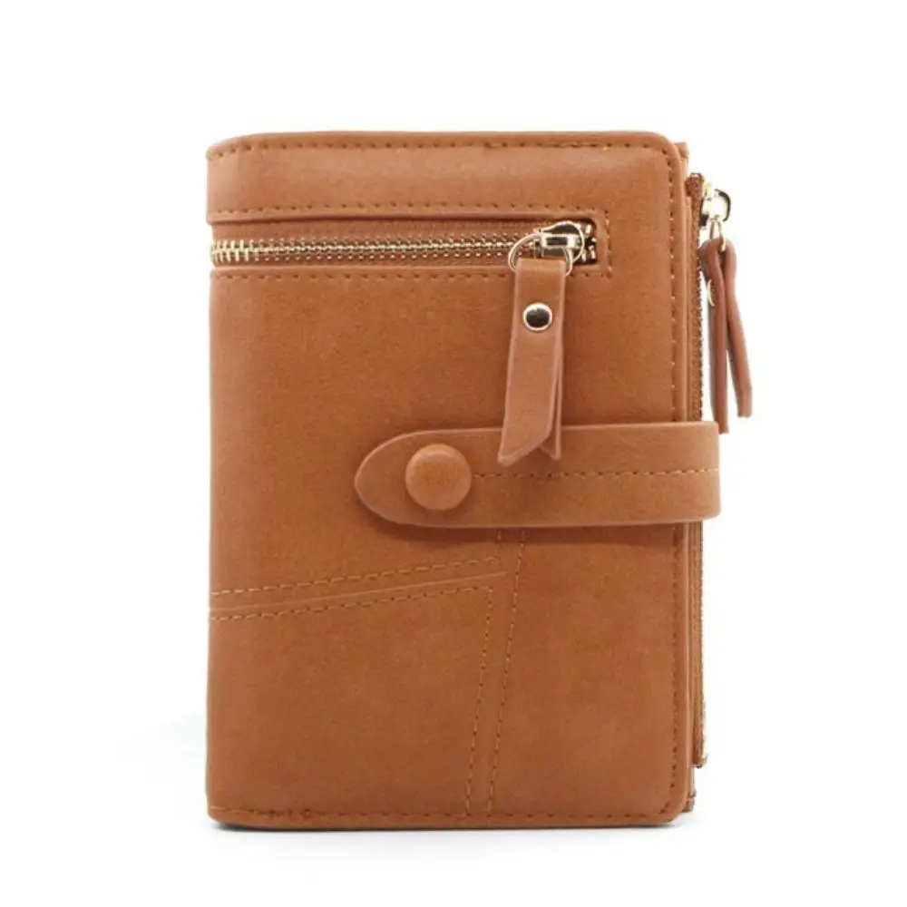 シンプルな折りたたみショート女性財布マルチカードスロットソリッドカラー女性カードバッグ PU レザー軽量 PU レザー小銭入れ女性