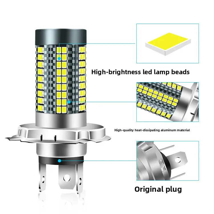 مصباح أمامي LED للدراجة النارية عبر الحدود H4 P15D H6 BA20D ضوء أبيض تسليط الضوء على 18 وات 126 مصباح 12-24 فولت