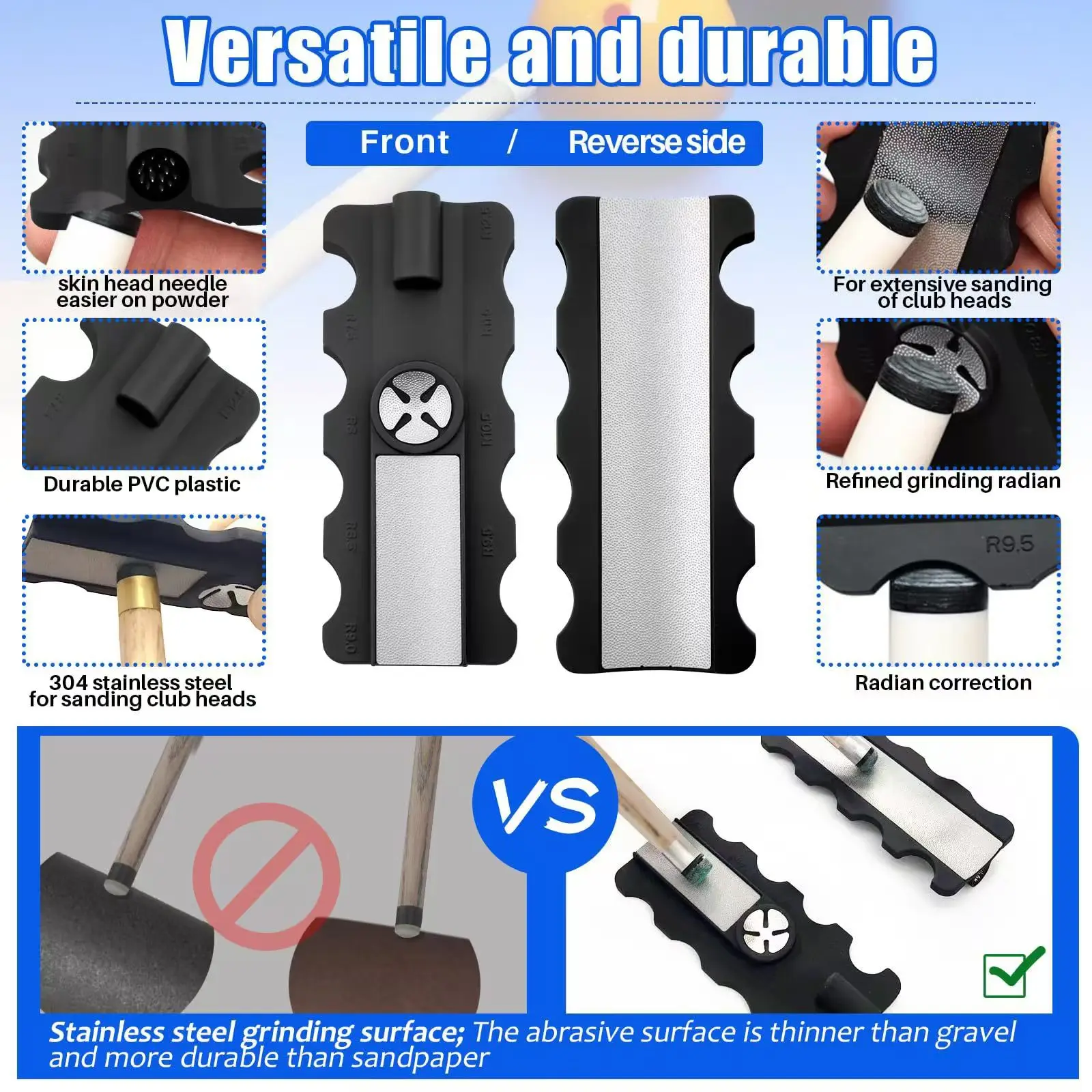 Riparatore di punte per stecche da biliardo, smerigliatrice e strumento di riparazione multifunzionale per punte di stecche da biliardo, 5 in 1