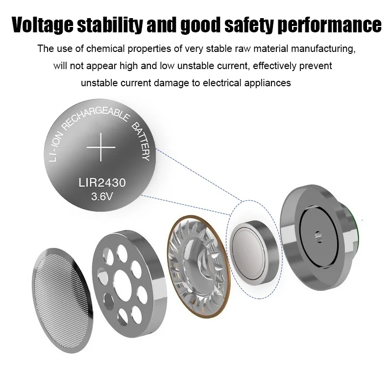 10PCS/LOT LIR2430 2430 Rechargeable lithium Batteries 3.6V 60mAh Button Battery Replaces CR2430 BR2430