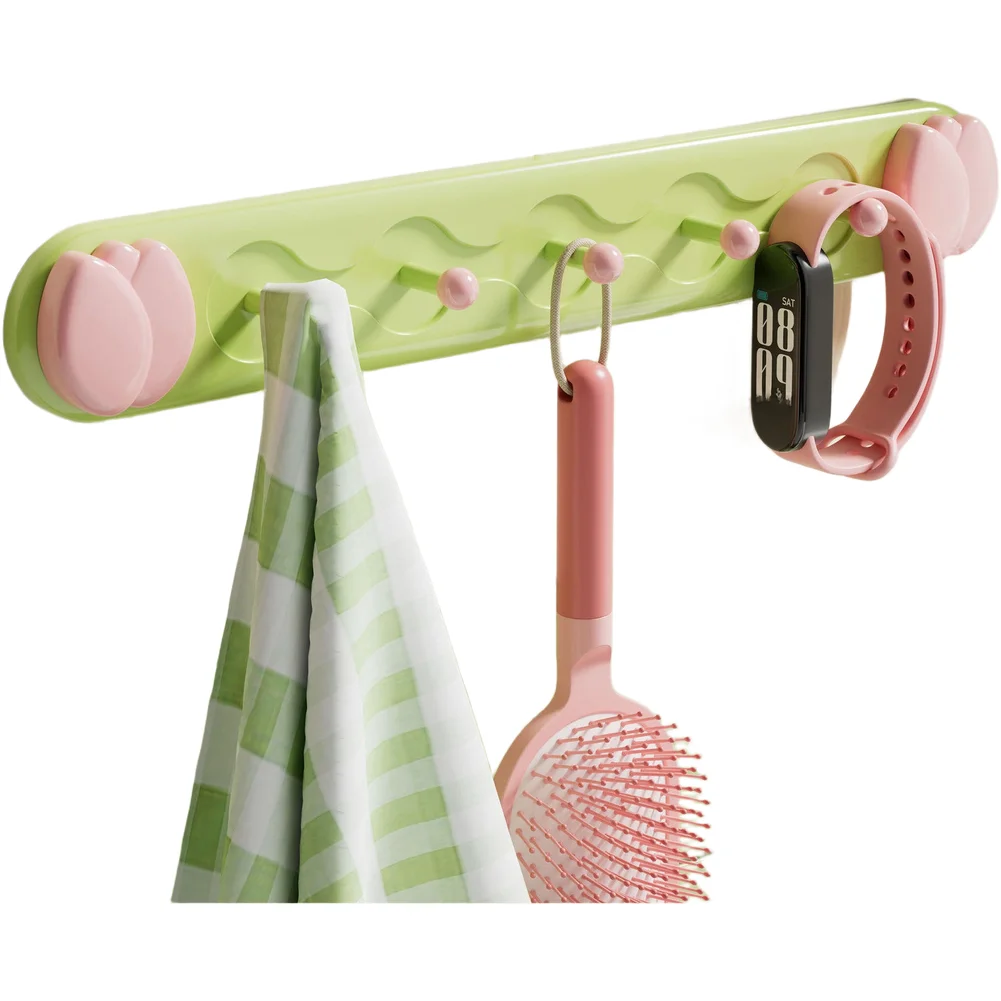 2pcs ABS Plastic Flower Suction Hook Wall Mounted Kitchen Organizer for Spoons Sponges Bottles No Damage to Surfaces