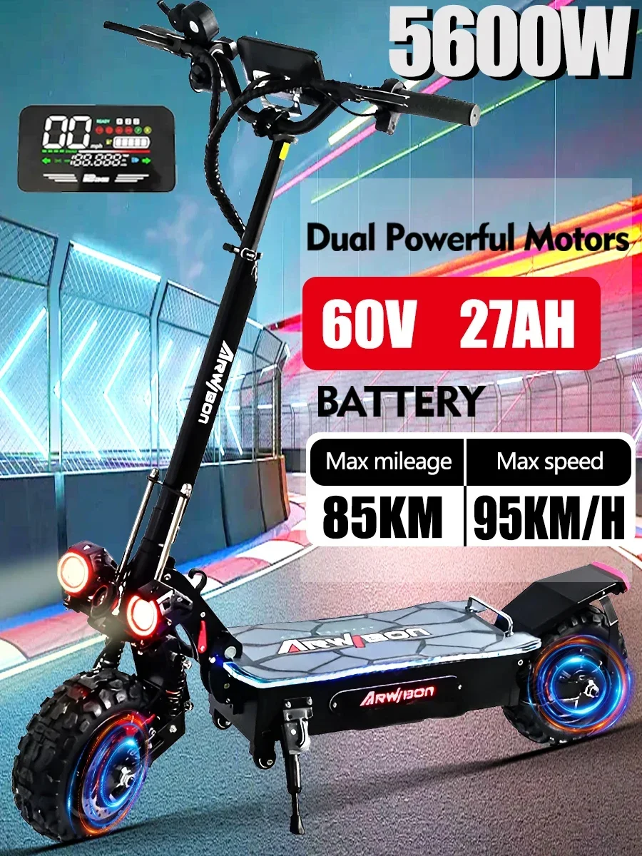 2024 5600w dual motor 60v electric scooter maximum speed 85km/h LCD display hydraulic brake 11 inch tires foldable scooter