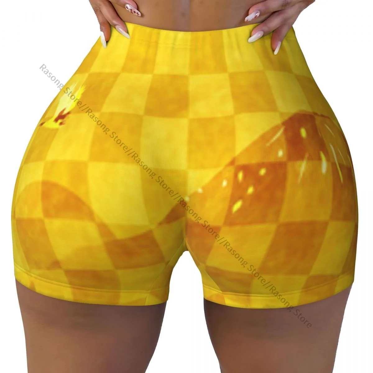 Sexy enge Hüftsportshorts Fuji Plaid Background Fitness Damen bequeme Yoga-Shorts