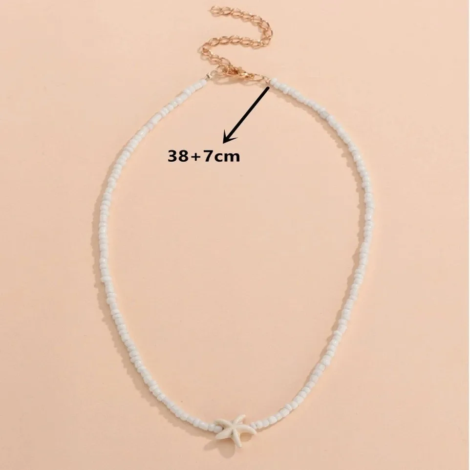 2026 New Summer Beads Chains with Starfish Turtle Choker Necklace for Women Trendy Collar on Neck Fashion Jewelry Female