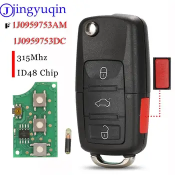 Jingyuqin pour VW Beetle Golf Passat Jetta clé rabattable voiture clé à distance émetteur d'entrée Fob 315Mhz ID48 1J 0959753 AM 1J 0959753 DC