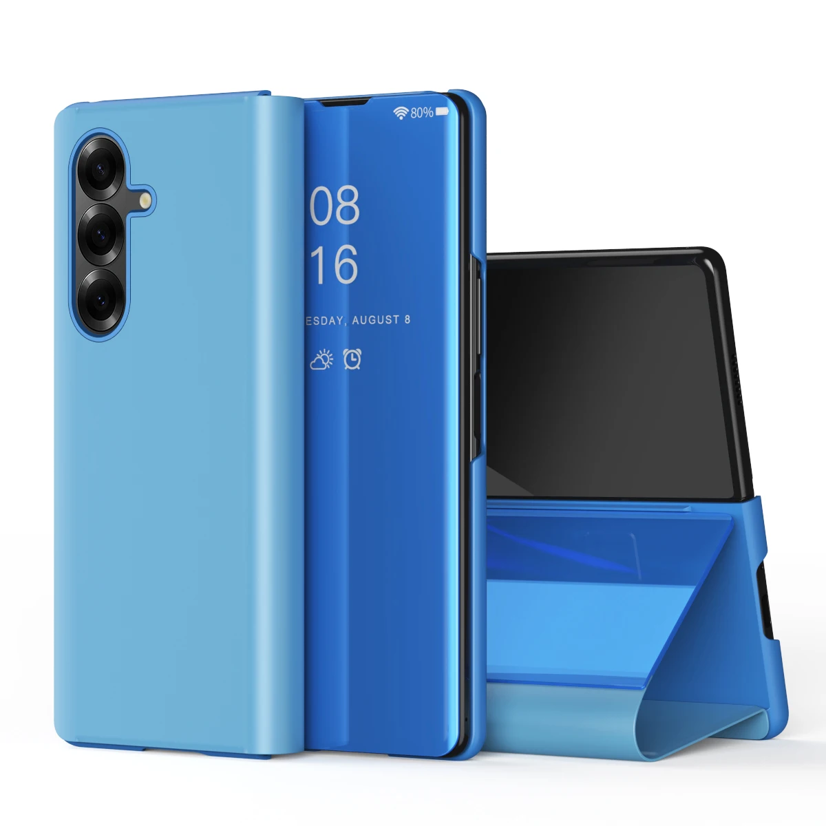 Plating Mirror Smart View High-end Sle Flip Phone Case For Samsung Galaxy Z Fold 8 7 6 5 4 3 Trifold Anti-fall Protect Cover