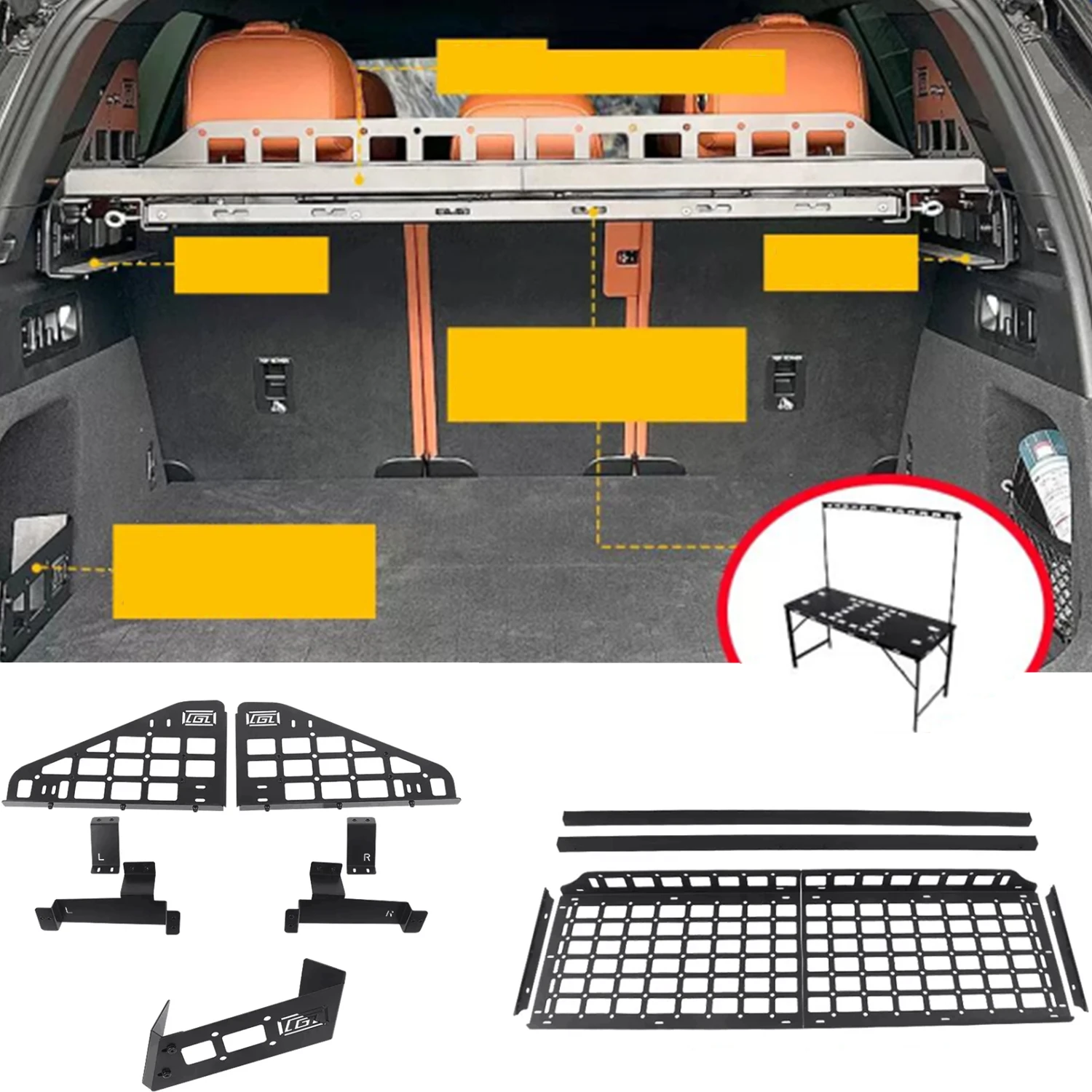 

CGZ Molle Panel Fit For Lixiang Li L7 2023 2024 Rear Trunk Shelf Storage Cargo Organizers Racks