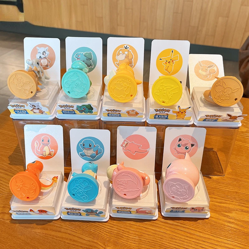 Pokemon Pikachu Figur Charmander Eevee Cubone Harz Anime Puppe Bleistift Topper Stempel Kinder Spielzeug Ornament Nette Signet Geschenke