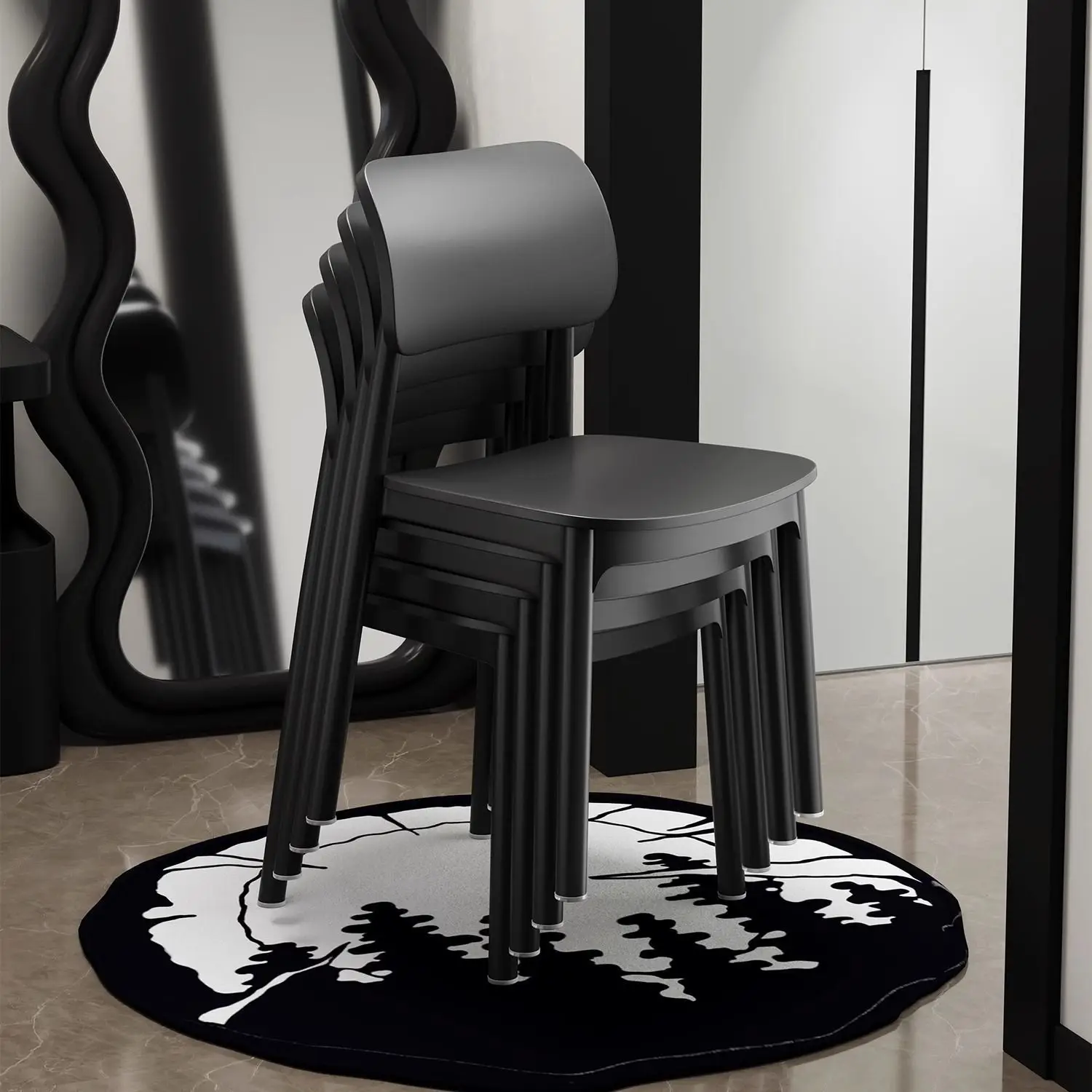 & Thickened Stackable Plastic Dining Chair, Modern Comfort Backrest Stool for Household Restaurant Commercial Use Wholesale