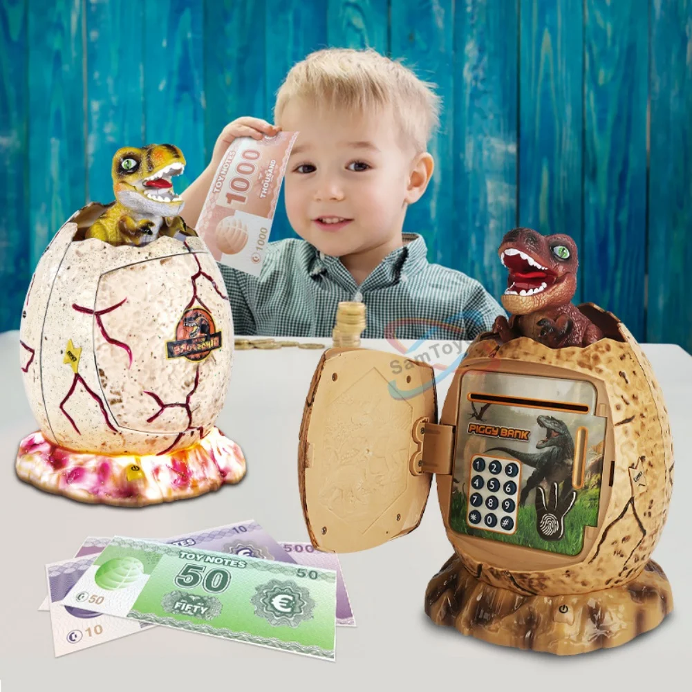 

Electronic Piggy Bank Dinosaur Piggy Bank With Simulated Sound Luminous Base Atm Piggy Bank For Boys Girls