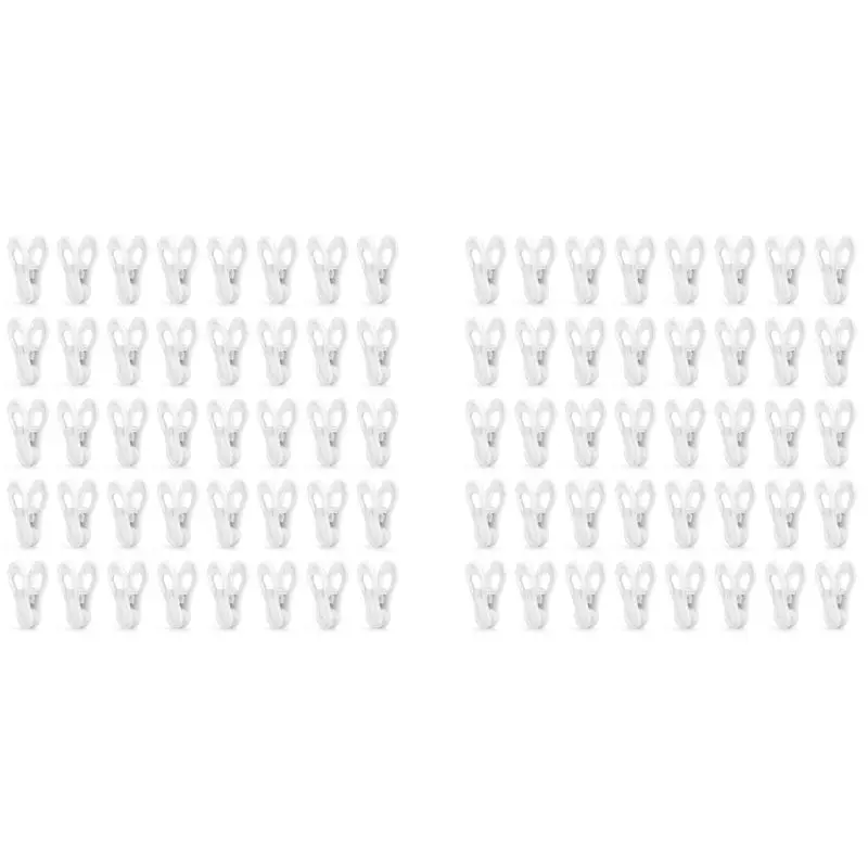 A84E-80Pcs White Plastic Hanger Clips, Clips For Use With Slim-Line Clothes Finger Clips Washing Line Laundry Pegs