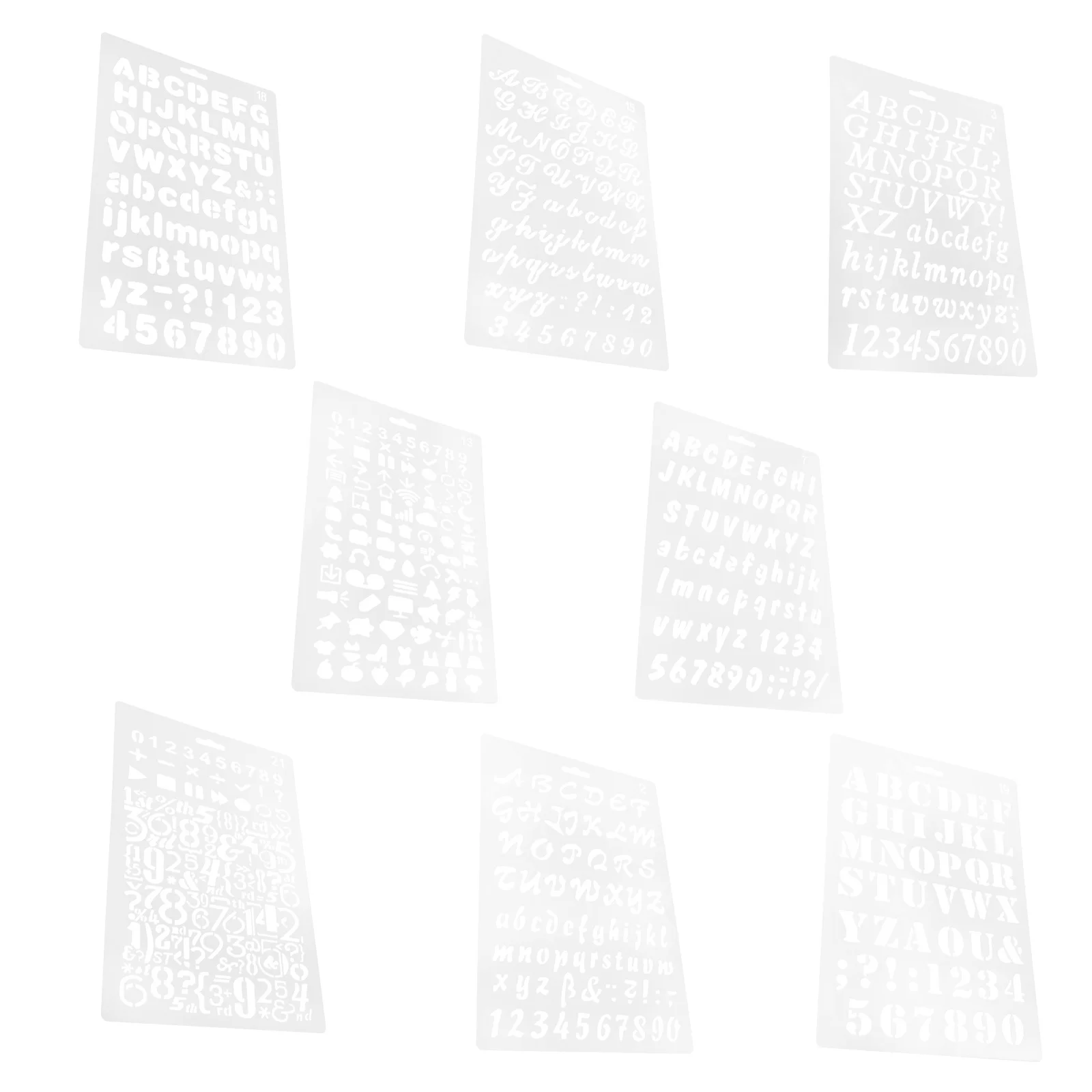 8개입 페인팅 스텐실 플라스틱 재사용 가능 공예용 DIY 벽 장식 대형 알파벳 숫자 글자 몰드 스프레이 스텐실 우드 버닝