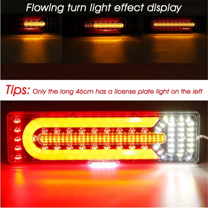 2x LED Trailer Tail Light Dynamic Flowing Turn Signal Indicator Truck Light Assembly System Tail Lamp 12V Lorry Camper Caravan