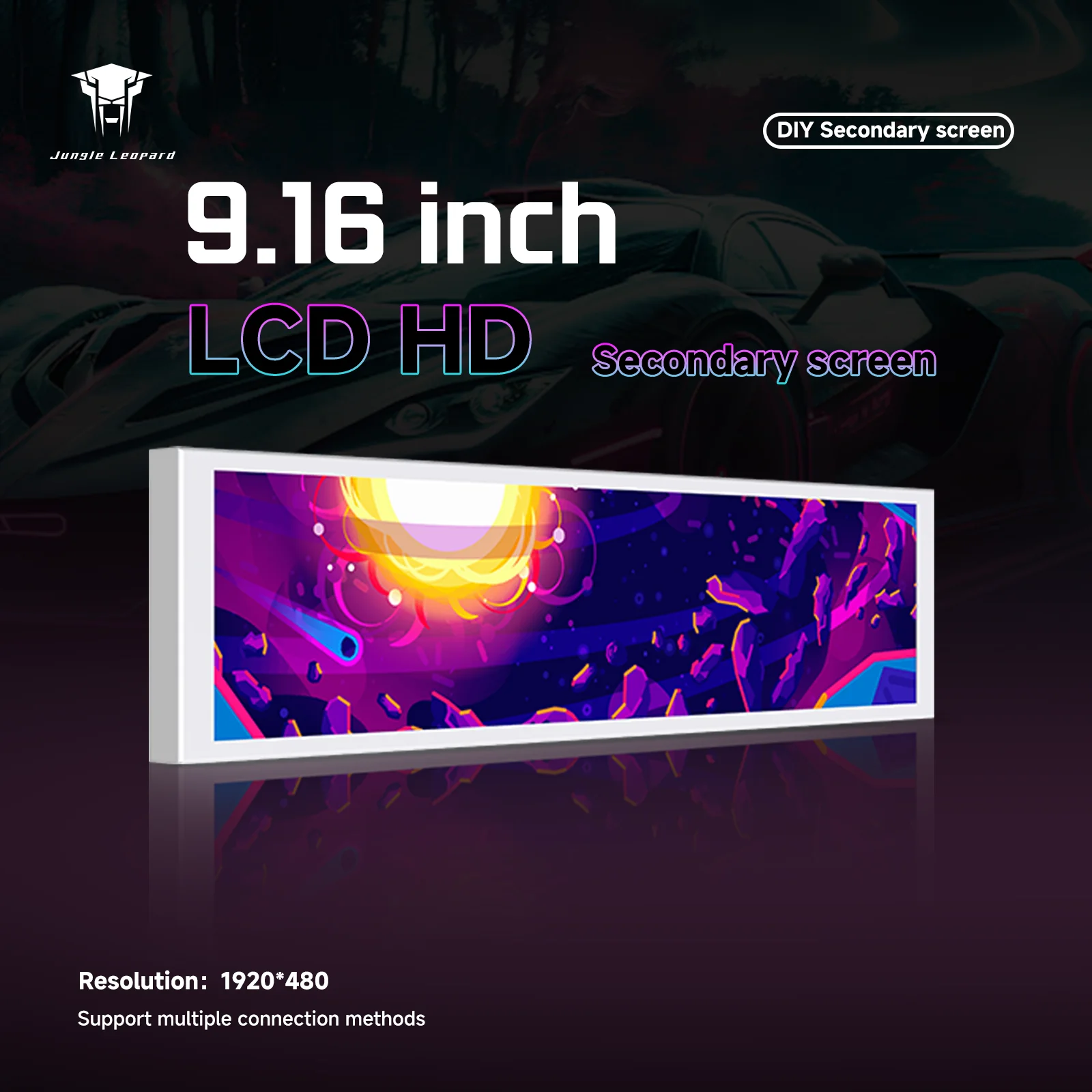 Jungle Leopard 9.16 Inch LCD HD DIY Secondary Screen 1920*480 Metal Case Mutiple Connection Methods