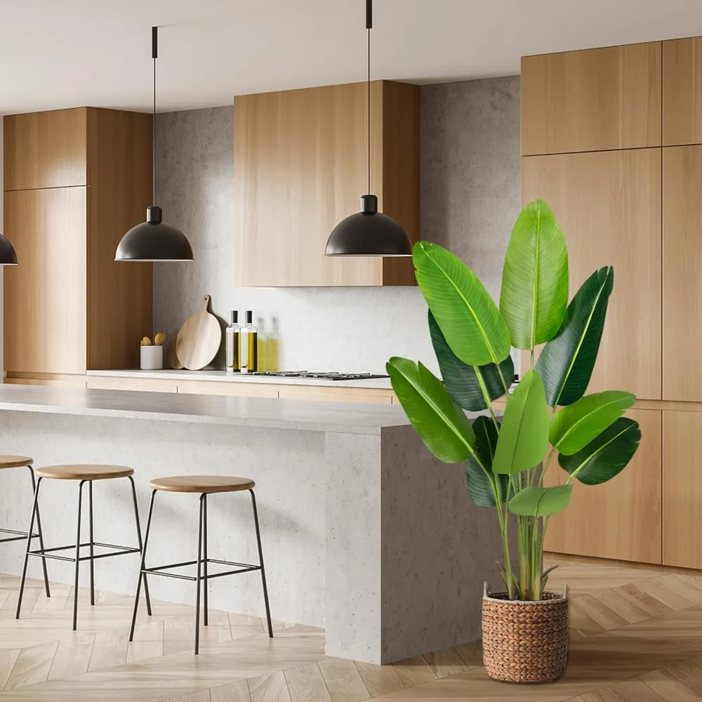 1set large 10 head simulated banana tree (with pot), living room floor decoration bonsai, indoor fake green plant bonsai