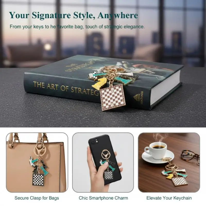 Chess Piece Decor Keychain Durable Enamel Alloy Knight Queen Pattern Pendant Backpack Hanger Gift for Kids Adults Chess Lovers