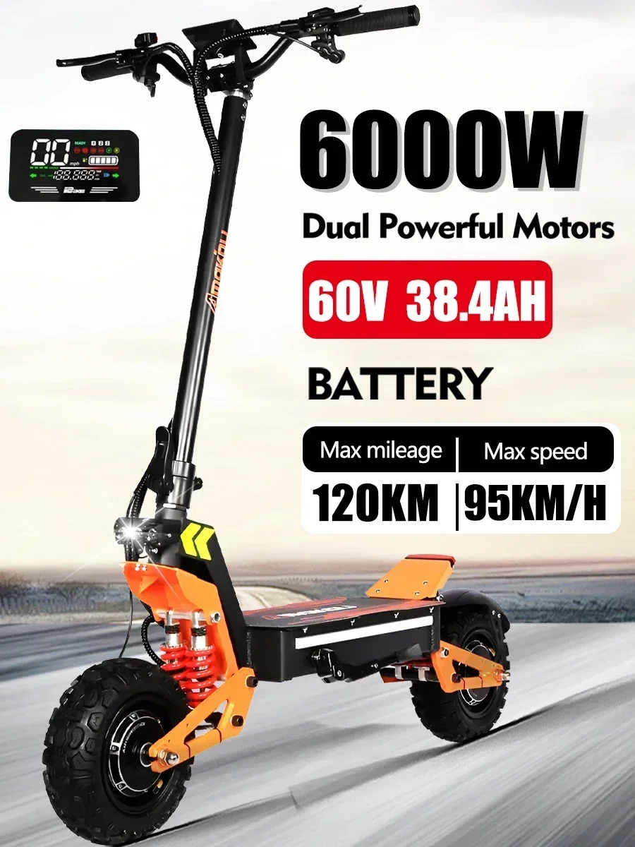 UE X5 6000W 60V 38AH double moteur Scooter électrique vitesse maximale 90 km/h frein hydraulique écran Lcd Chilométrage maximum 90km pliable Escooter