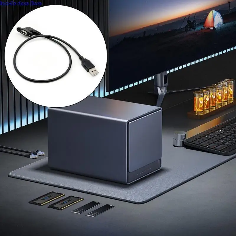 D0UA USB 2.0男性から雌の延長ケーブルコードワイヤーとスクリューパネルマウント28AWG