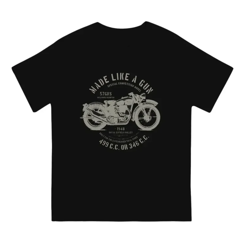 メンズロイヤルエンフィールド半袖Tシャツ,ラウンドネックTシャツ,純綿,英国のレトロなオートバイの1つ,楽しい,1949