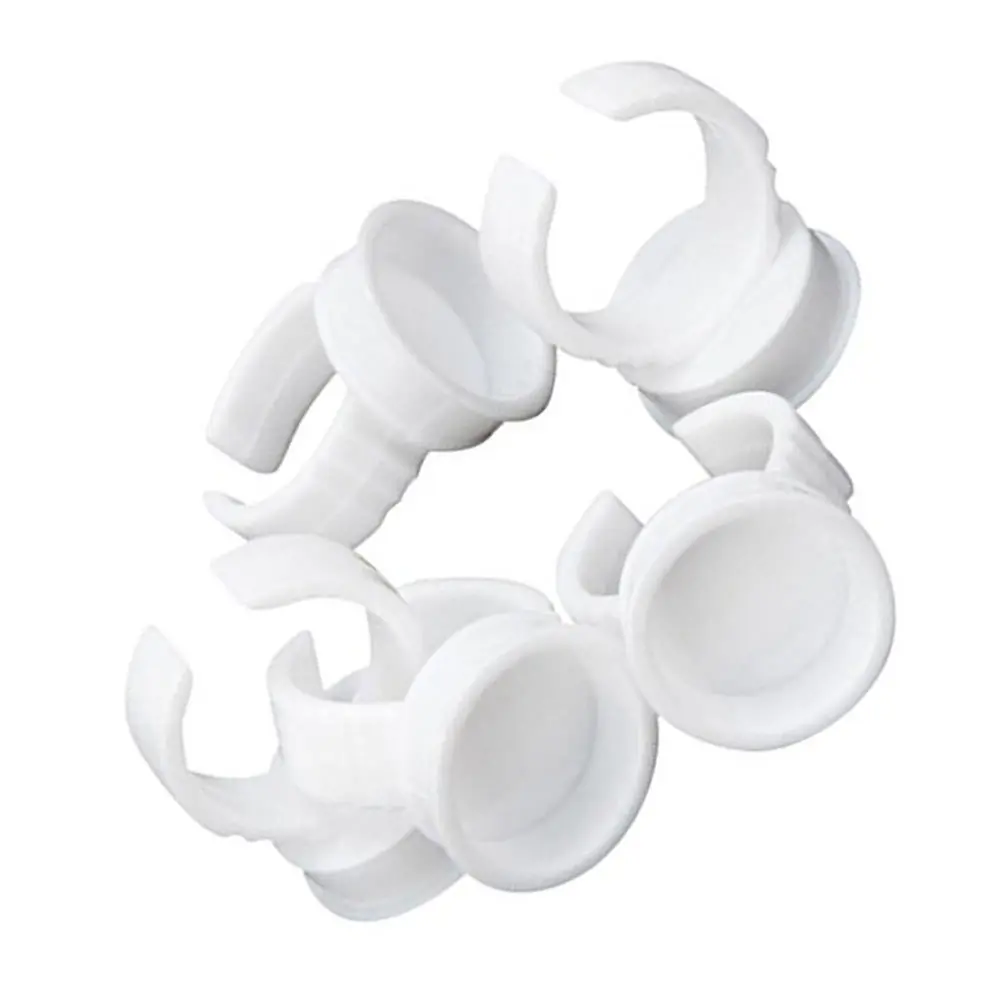 

100Pcs Disposable Plastic Glue Rings Eyelash Extensions Kit White Quick Easy Remover Durable Plastic Glue Rings