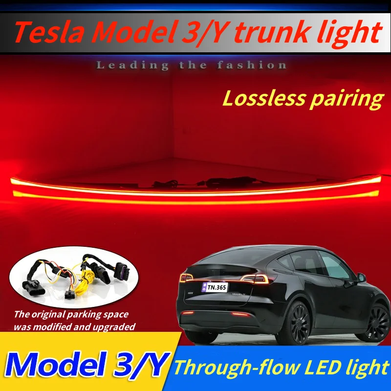 For Tesla Car Model Y 3 Through Taillight Dynamic Tail Rear Light Strip Upgrade And Modification Decoration M3 Y Upgrades y3