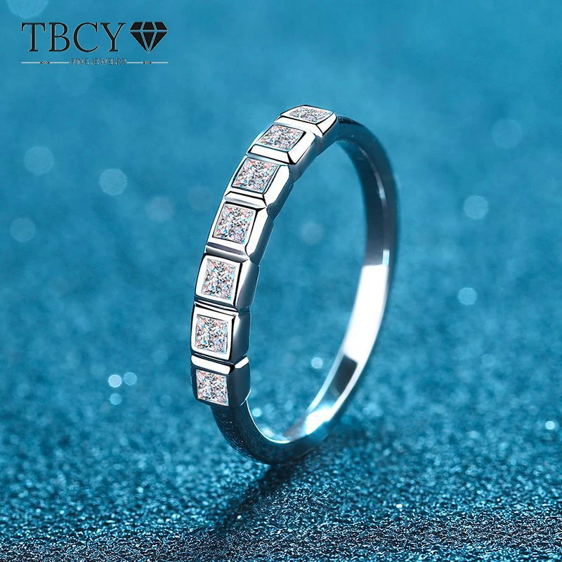 

TBCYD 1.2ct Princess Cut Moissanite Ring Party Rings S925 Sterling Silver Diamond For Woman Wedding Ring Woman Gift