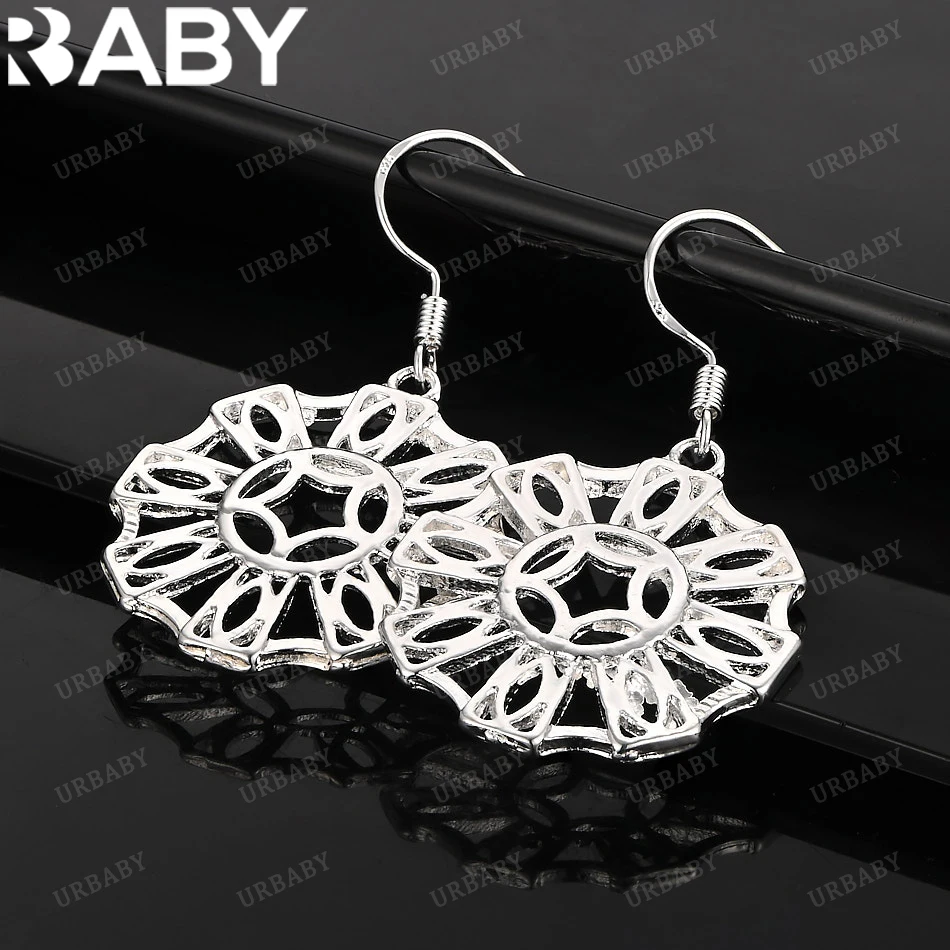

URBABY 925 Sterling Silver Earrings Hollow Polygon Drop Earrings For Women Jewelry Fashion Party and Daily Wear