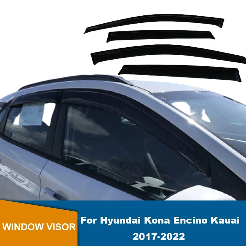 Side Window Deflectors For Hyundai Kona Encino Kauai 2017 2018 2019 2020 2021 2022 Door Visor Rain Sun Guards Protectors