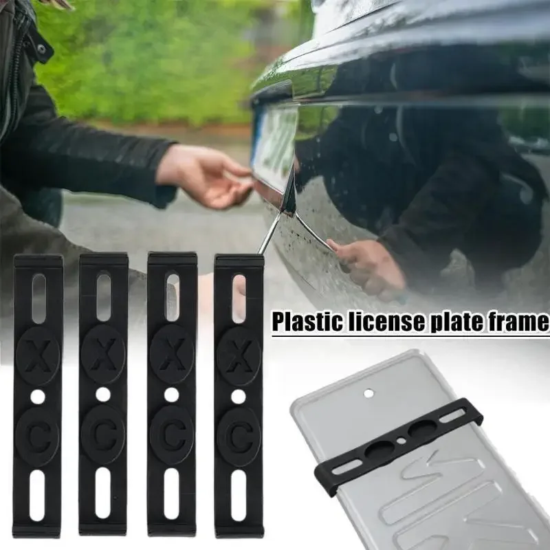 

4PCS Weather-Proof Frameless License Plate Frame Frameless License Plate Mount Car Tag Frame For Front And Rear Car Tags