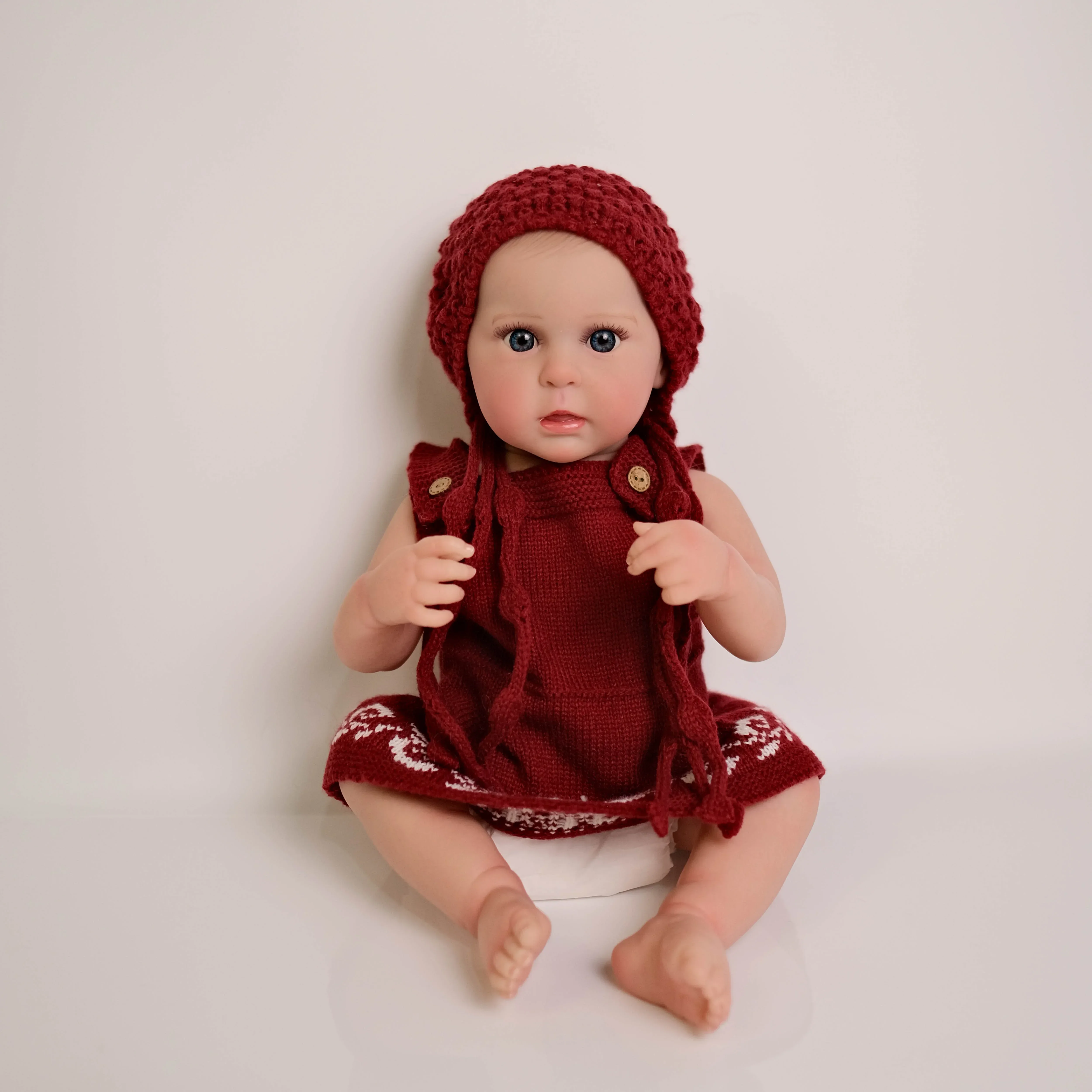 NPK 19inch Full Body Ward Lifelike Reborn Baby Newborn Doll Cuddly Baby Multiple Layers Painting 3D Skin with Hand Draw Hair