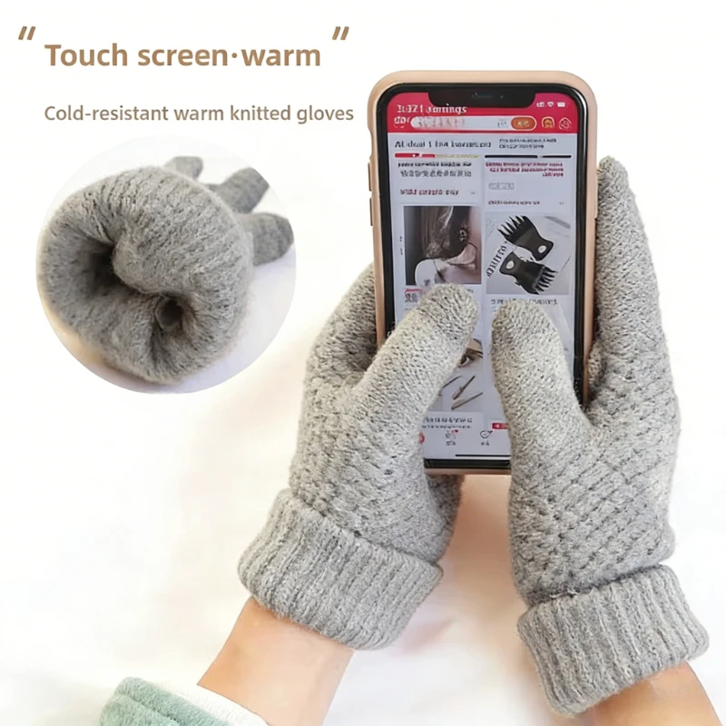 

Зимние перчатки с сенсорным экраном - толстые плюшевые теплые перчатки с рисунком ананаса на полный палец для мужчин и женщин, катание на лыжах, езда на велосипеде, холодная погода