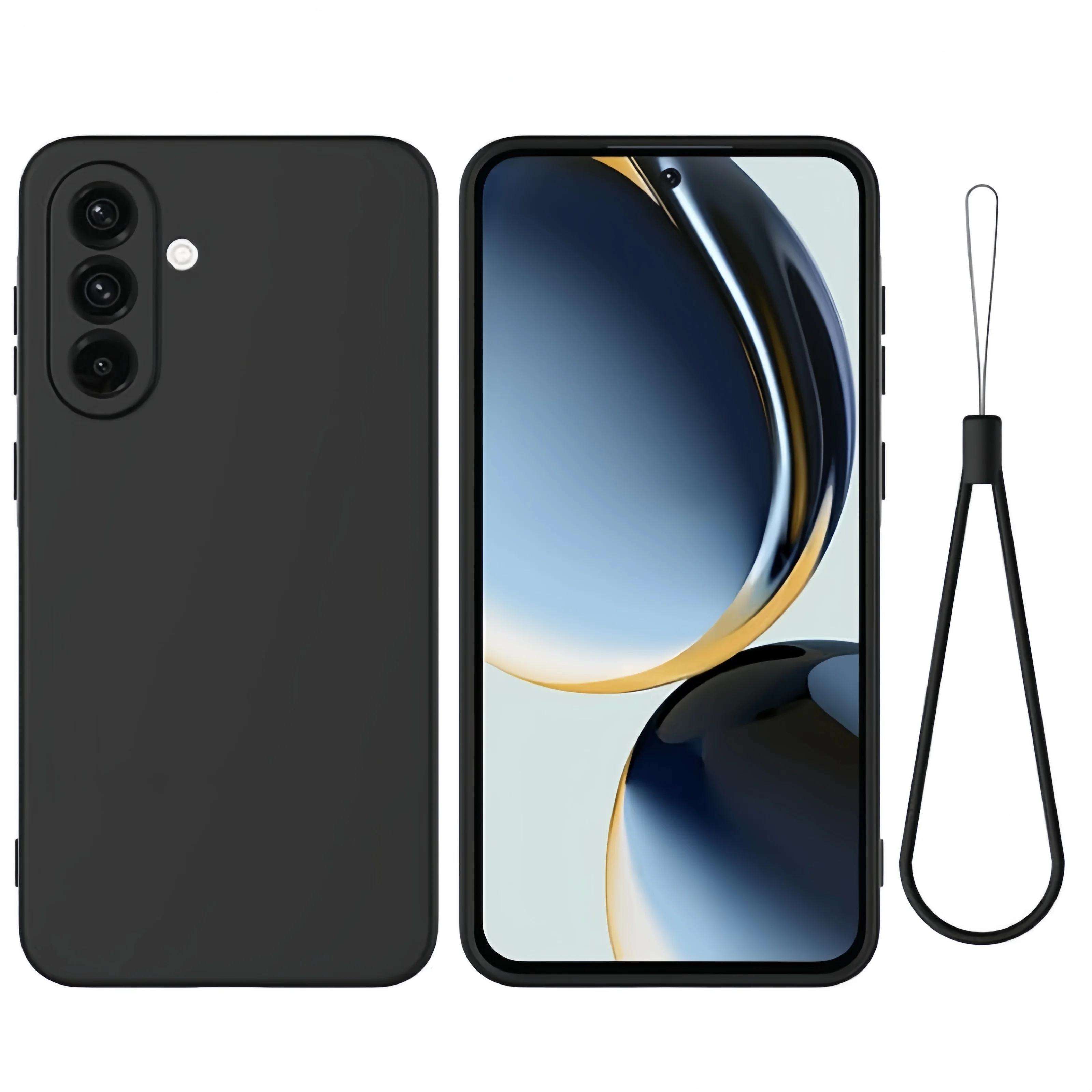 Mit Lanyard Modische Einfarbige Stoßfeste Schutzhülle aus Flüssigsilikon für Samsung Galaxy A17/A07/A56/A55/A05S/A16