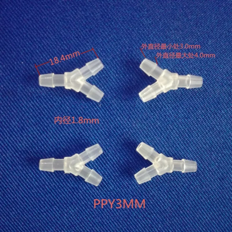 100PCS SETS Wholesale Food Grade Transparent PolypropylenePPY3mmGas Oil Aquarium Plastic HoseYType Small Tee Joint Connector