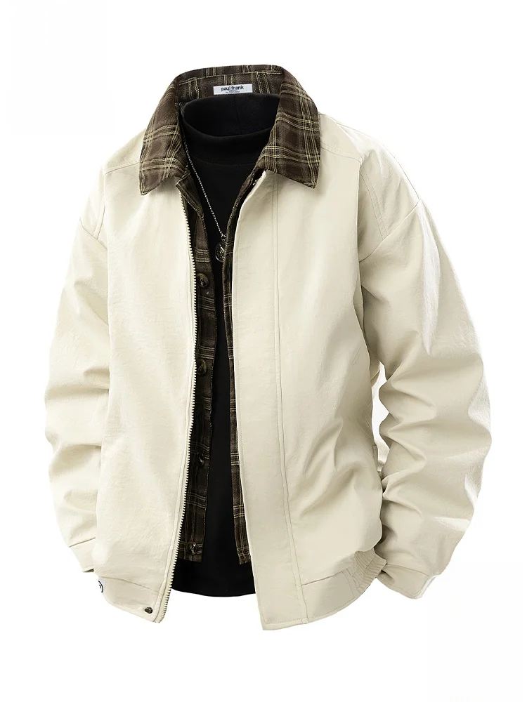 

PaulFrank American Sle Loose Fit Plaid Collar Jaet Men's Autumn Outerwear Fake Two-Piece Youth Trend Casual Wear