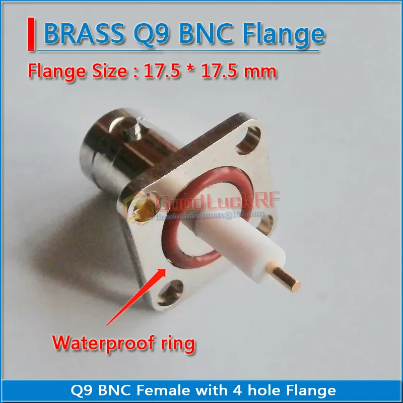 

Q9 BNC Connector Socket BNC Female With 4 Hole Flange Panel Mount Pin Plug Nickel Plated 17.5 * 17.5mm Brass RF Coaxial Adapters