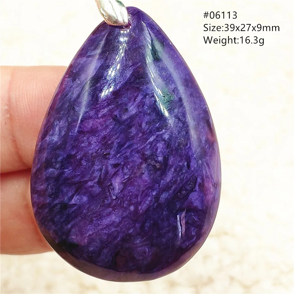 Natural Purple Charoite Water Drop Pendant Necklace Jewelry Russia Charoite 925 Sterling Silver Fashion AAAAAA