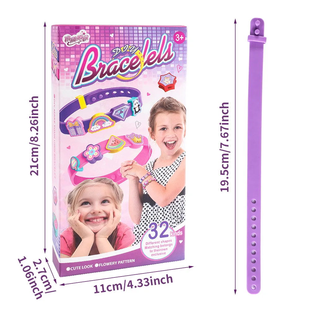 Fun DIY Bracelet Craft Toys Creative Cartoon Shape Letter Making Jewelry Kit for Kids Girls Toy Birthday Christmas Party Gifts