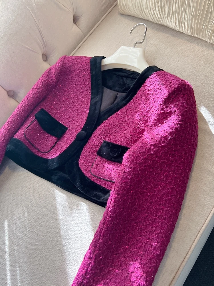 أوائل الربيع خمر الراقية الوردي ريشة Sve ort Jaet المرأة Faionable Ele Sle صغيرة Fraance سيدة الرياح #2