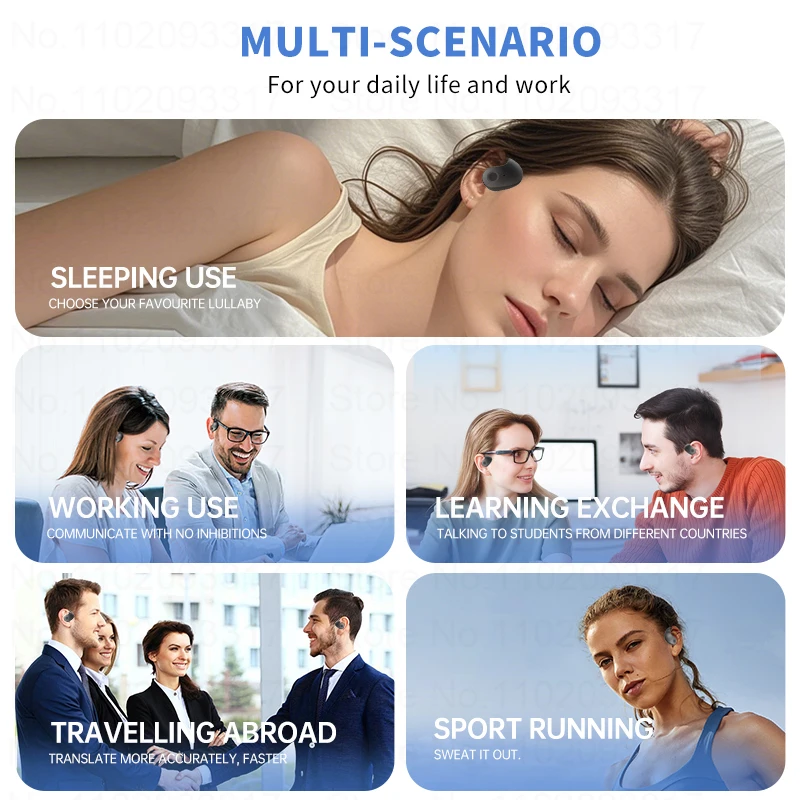 2025 Real Time AI Translator Earbuds Bluetooth TWS Smart Language Voice Translation Device Wireless Headphone Ear Hook Earphones