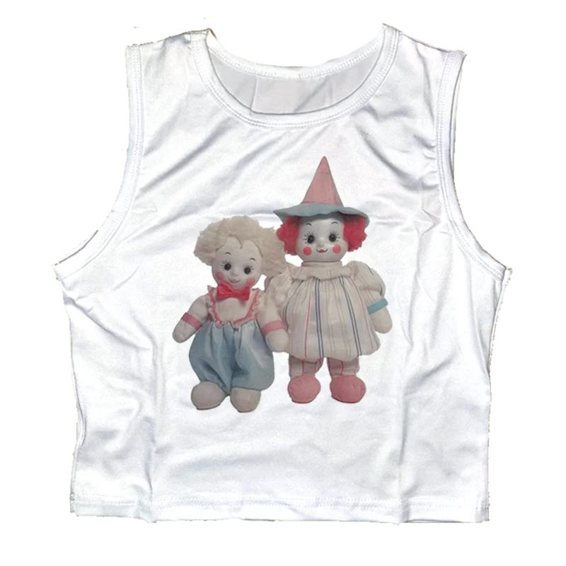 Y2k Crop Top Harajuku Clown Printed Baby Tee Aesthetic Harajuku Tshirt Hip Hop EMO Girl Vintage Summer Punk Graphic Short Sleeve